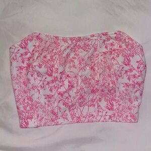 SHEIN Pink Floral Strapless Top